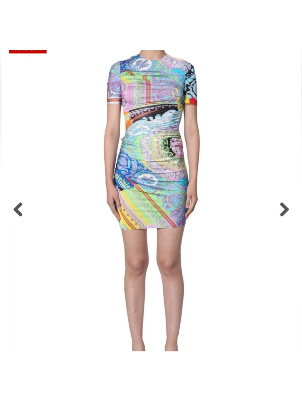 VERSACE TECHNICOLOR BAROQUE PRINT SHORT DRESS. Multi color. Size 48 USA 12 .